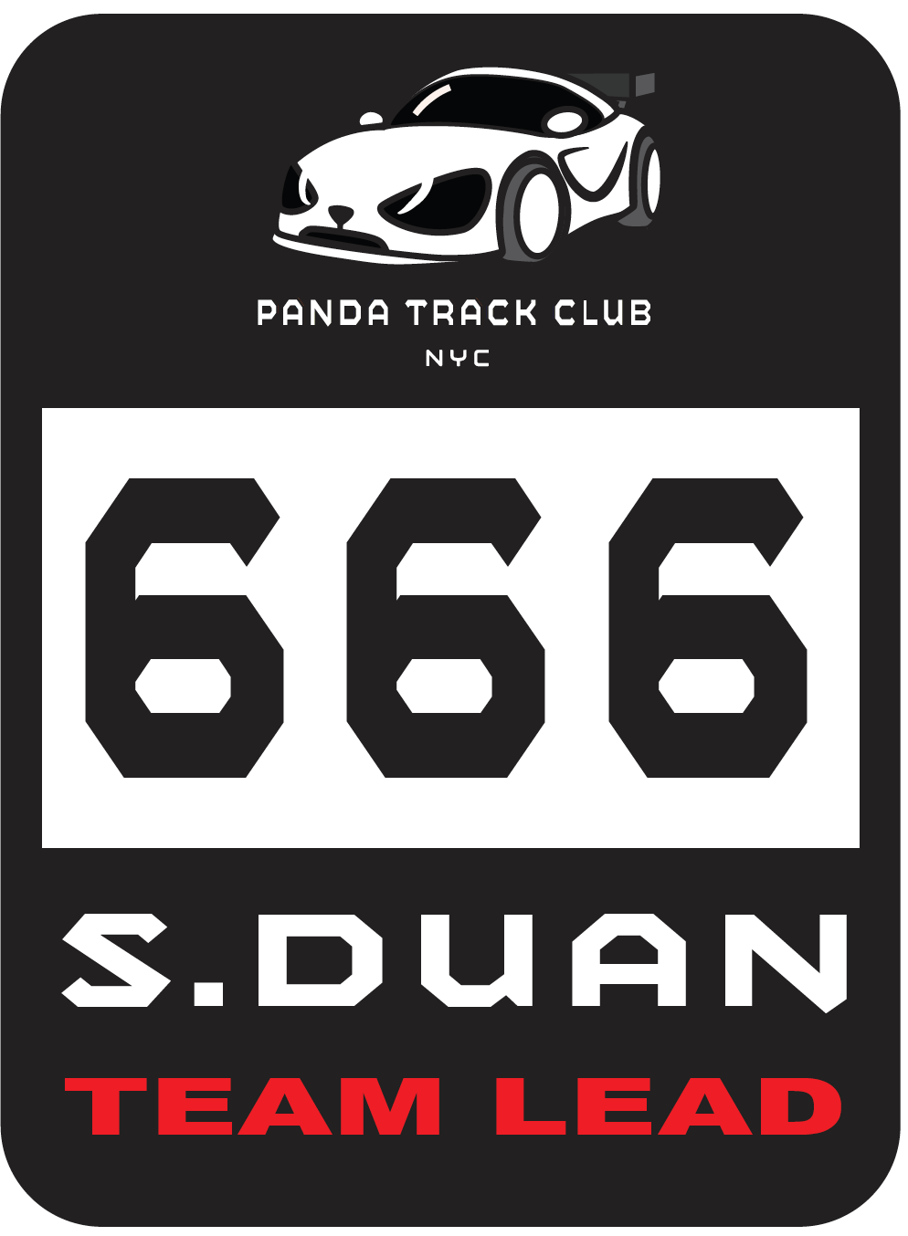 Panda Track Club - Track Sticker With Your Number/Name