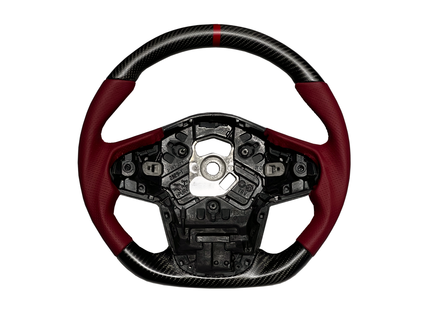 Supra GR 2020+ Carbon Fiber/Forged Carbon Leather RED Steering Wheel-Gloss/Matte