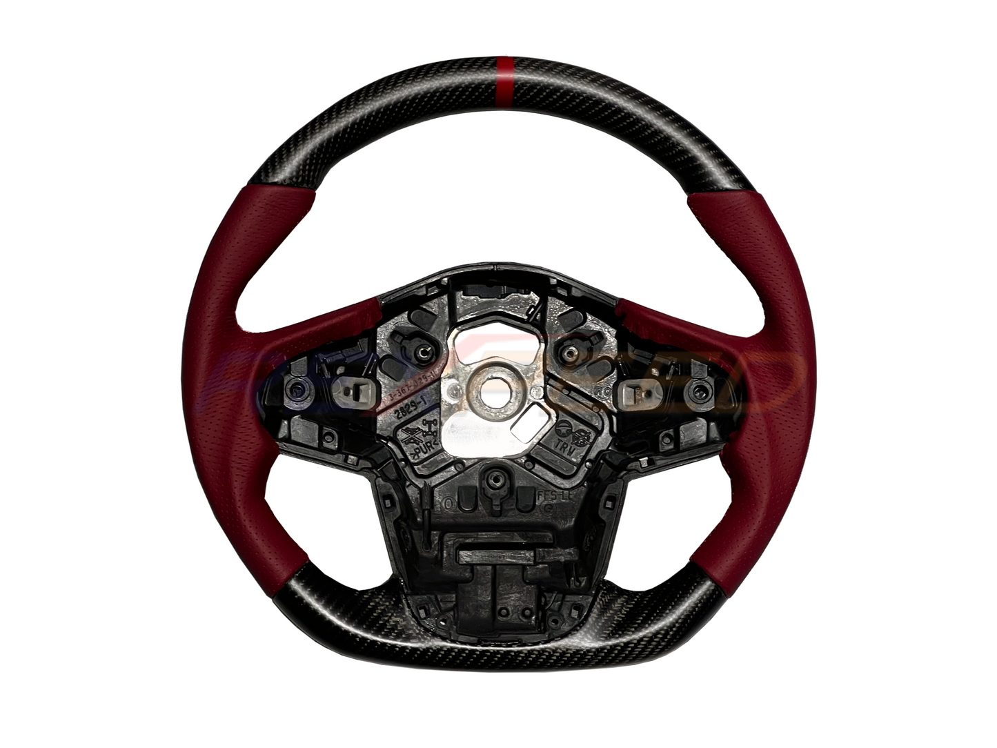 Supra GR 2020+ Carbon Fiber/Forged Carbon Leather RED Steering Wheel-Gloss/Matte