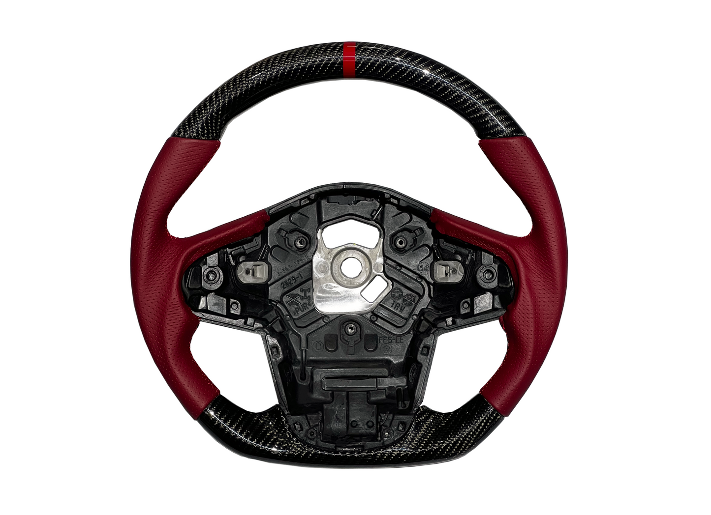 Supra GR 2020+ Carbon Fiber/Forged Carbon Leather RED Steering Wheel-Gloss/Matte