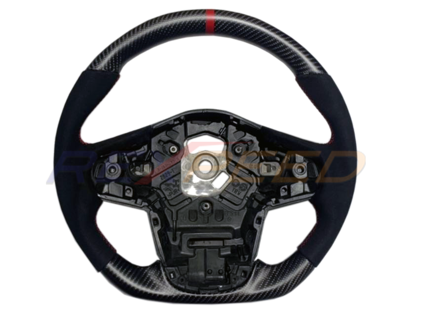 Supra GR 2020+ Carbon Fiber/Forged Carbon Suede BLACK/RED Steering Wheel-Gloss/Matte