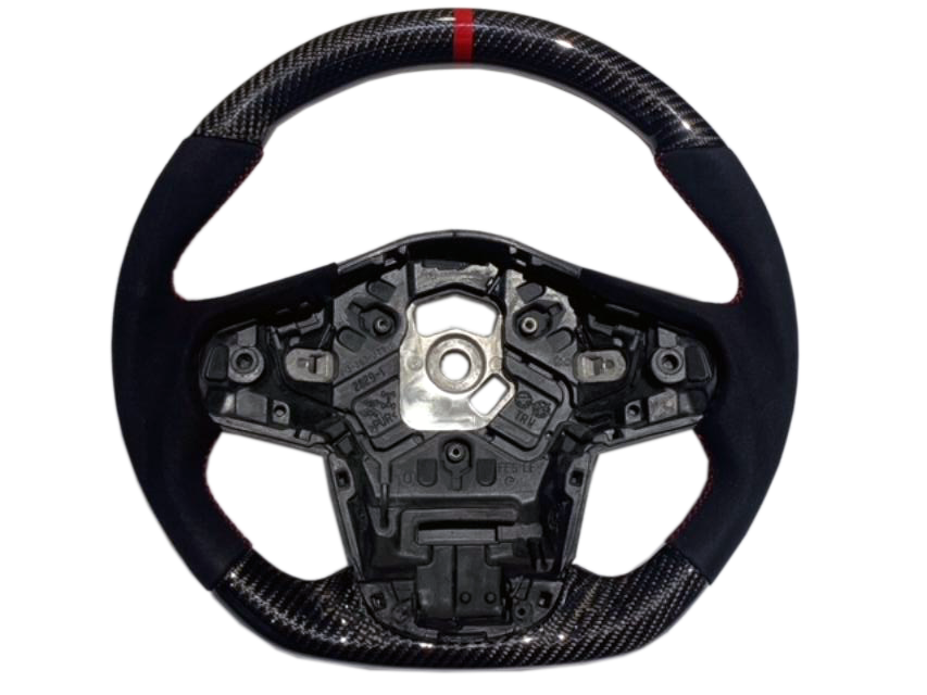 Supra GR 2020+ Carbon Fiber/Forged Carbon Suede BLACK/RED Steering Wheel-Gloss/Matte